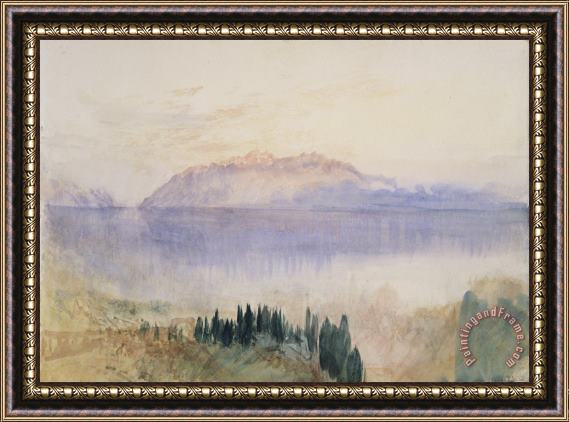 Joseph Mallord William Turner From Lausanne Sketchbook [finberg Cccxxxiv], Lake Geneva, with The Dent D'oche, From Above Lausanne Framed Print